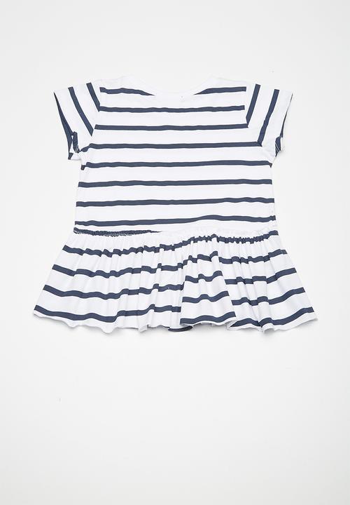 Superbalist - Kids girls peplum tee - navy & white 