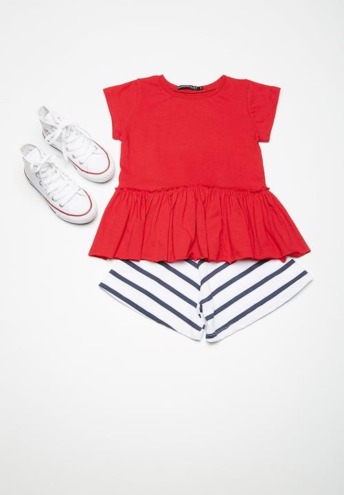Superbalist - Kids girls peplum tee - red 