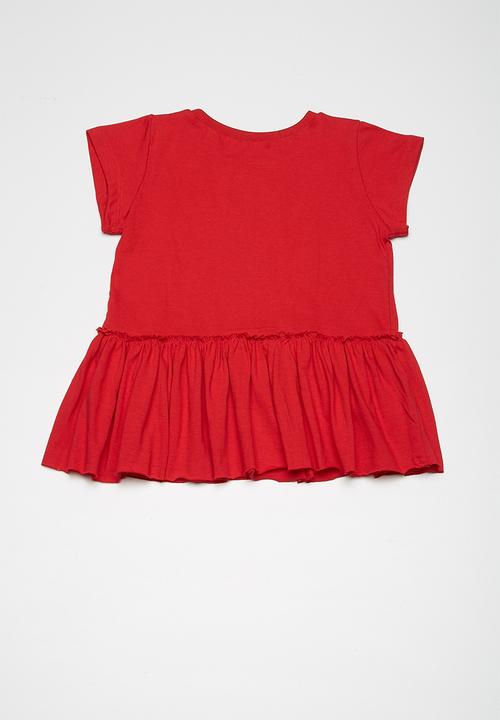 Superbalist - Kids girls peplum tee - red 