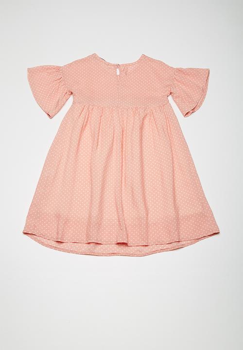 Superbalist - Fluted sleeve dress - pink & white 