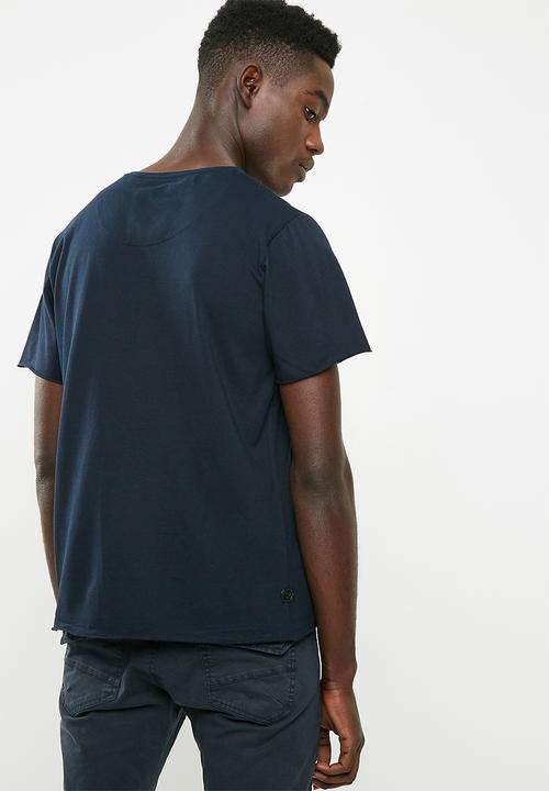 S.P.C.C - Raw edge custom pepper printed tee - navy