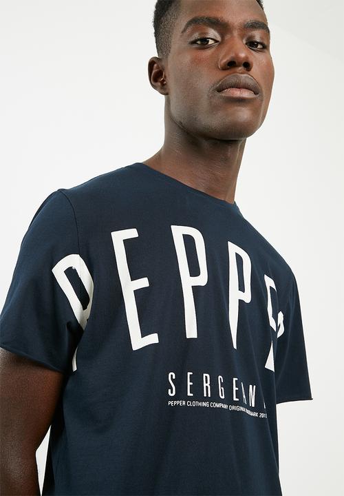 S.P.C.C - Raw edge custom pepper printed tee - navy