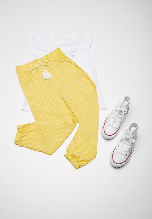 Superbalist - Kids girls harem pants - yellow & white 