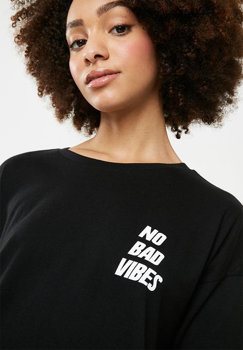 Superbalist - Drop shoulder slogan tee - black 