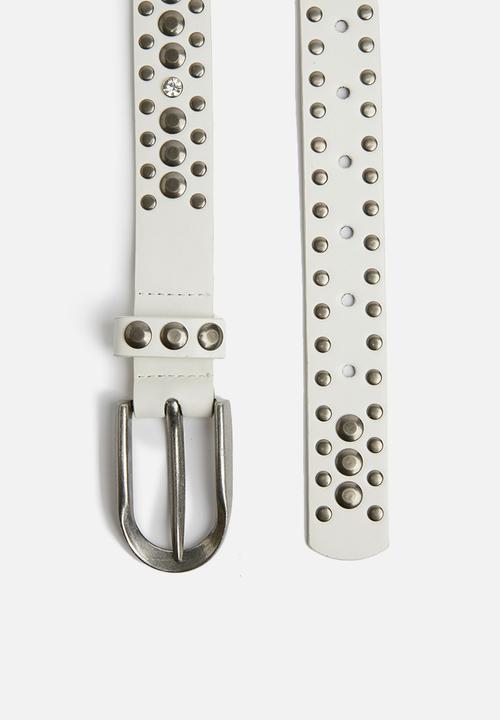 Missguided - Thin metallic detail belt - white 