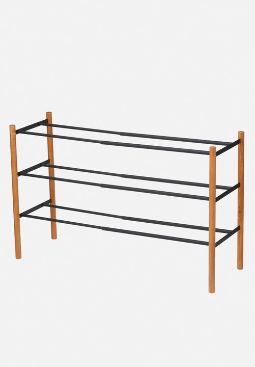 Yamazaki - Plain extendable shoe rack 3 tier - black
