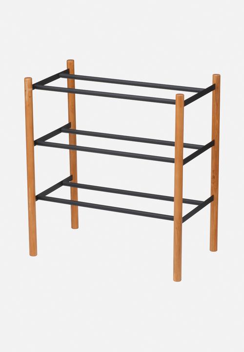 Yamazaki - Plain extendable shoe rack 3 tier - black