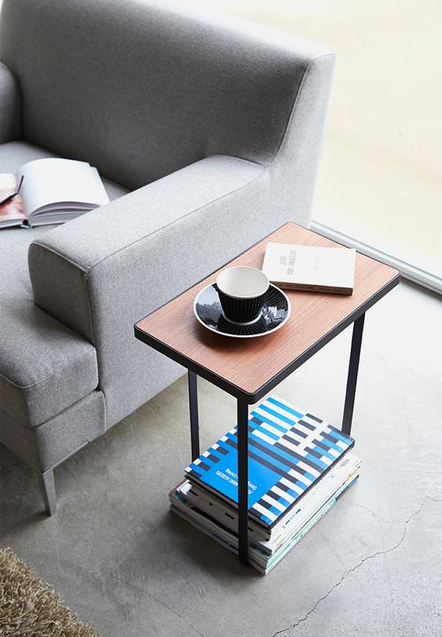 Yamazaki - Tower magazine rack with table - black