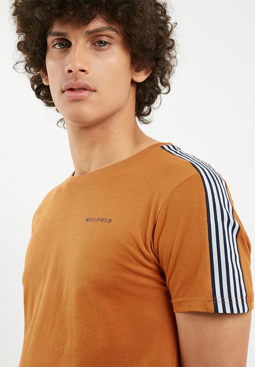 Bellfield - Striped sleeve tee - tan 