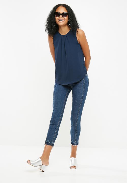 Jacqueline de Yong - Nynne layer sleeveless top - navy