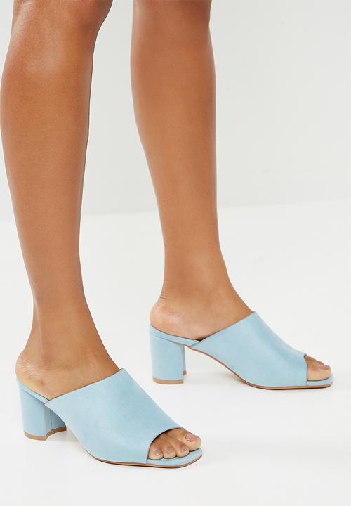 light blue mid heels