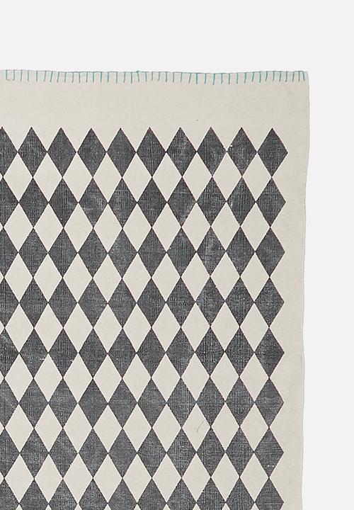 Sixth Floor - Croci printed rug - grey & blue