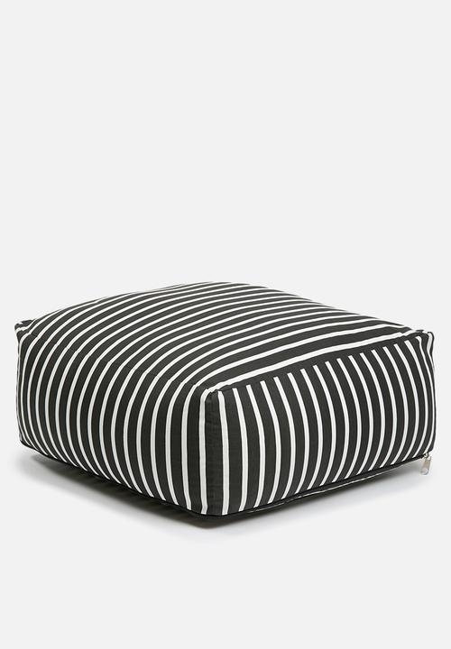 Sixth Floor - Outdoor floor cushion - b&w stripe