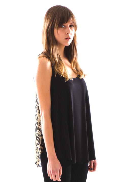 PaiGE sMith - Oversized Tank – Black & Leopard Print
