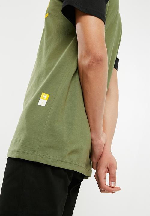 G-STAR - Buckston raglan short sleeve tee - green & black 
