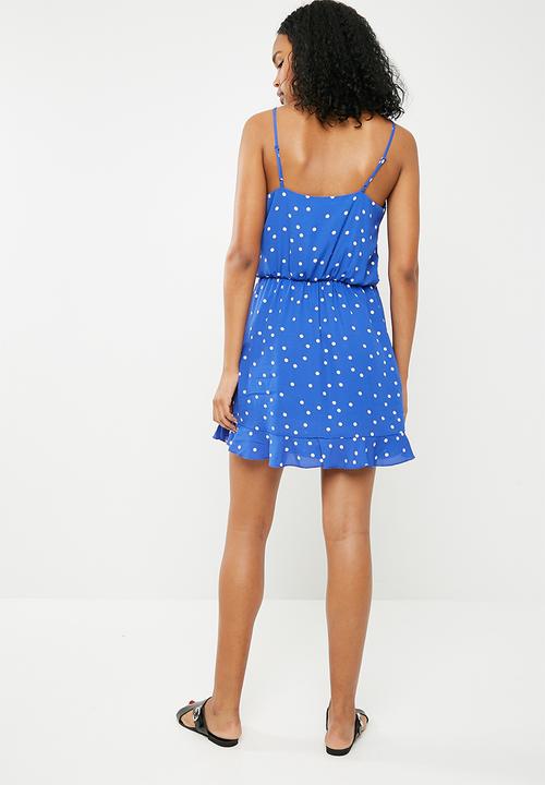 ONLY - Rubbi wrap dress - blue & white 