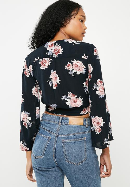 ONLY - Ella 3/4 tie top - navy 
