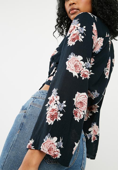 ONLY - Ella 3/4 tie top - navy 