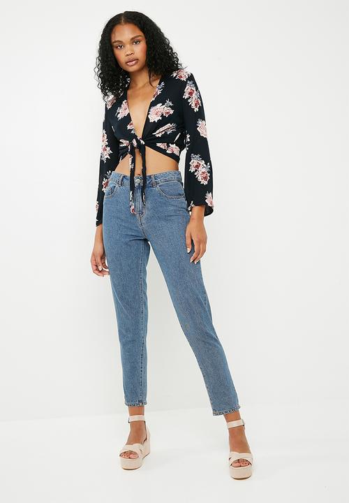 ONLY - Ella 3/4 tie top - navy 