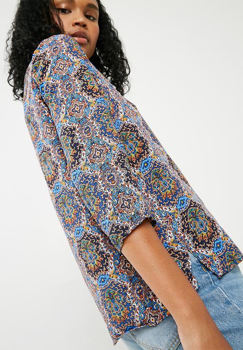 ONLY - Nova woven 3/4 sleeve top - multi 