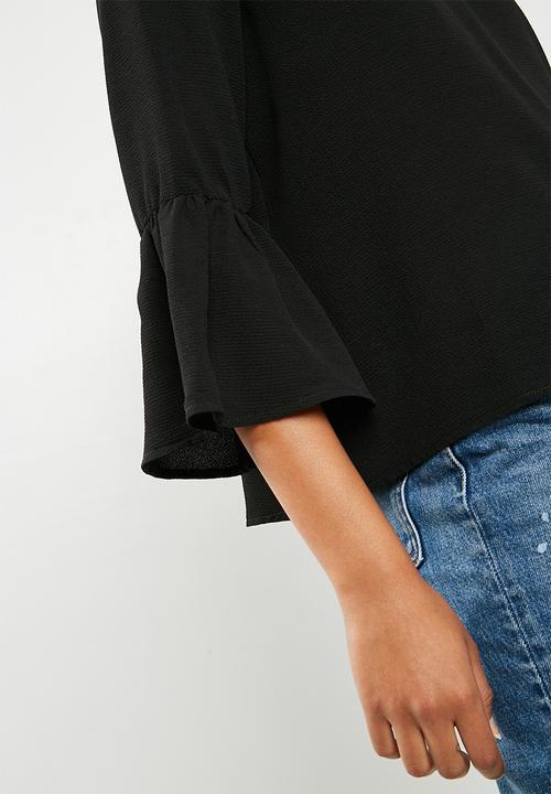 Superbalist - Choker blouse with bell sleeve - black
