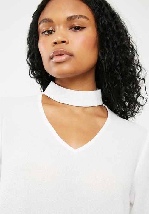 Superbalist - Choker blouse with bell sleeve - white 