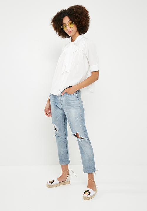 Vero Moda - Nicole 2/4 tie shirt - white 