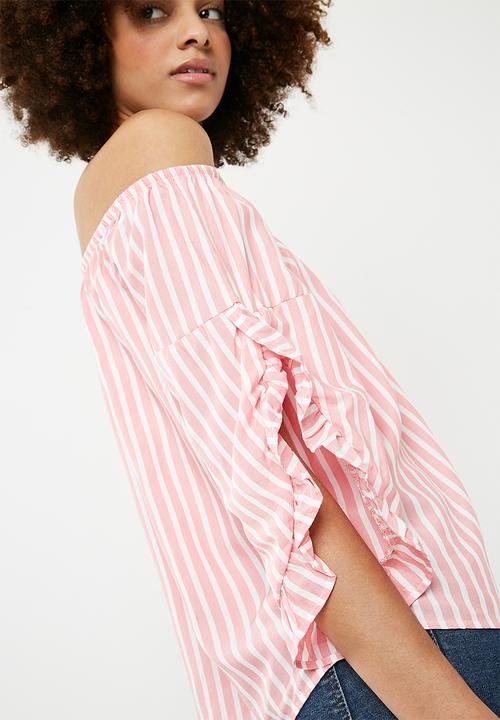 ONLY - Sailor off shoulder top - pink & white