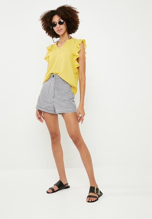 Vero Moda - Violet short sleeve flounce top - yellow