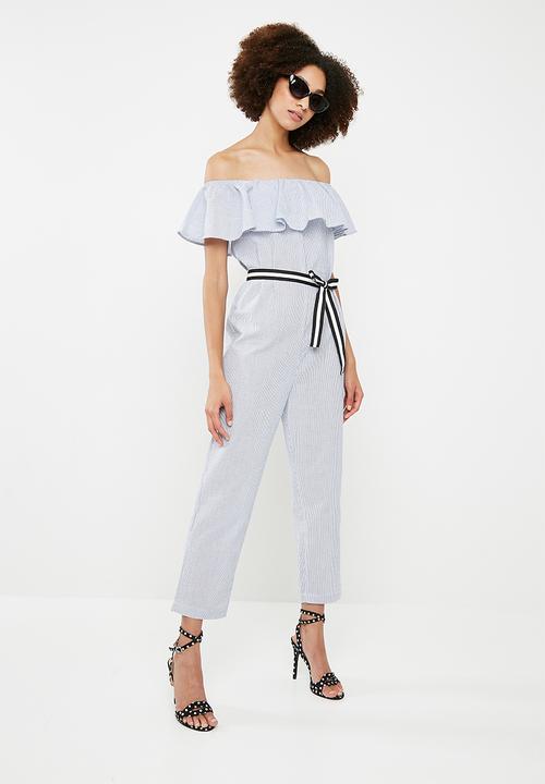 ONLY - Frill jumpsuit - blue & white