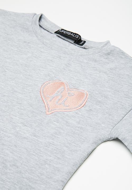 Superbalist - Kids girls embroidered frill top - grey 