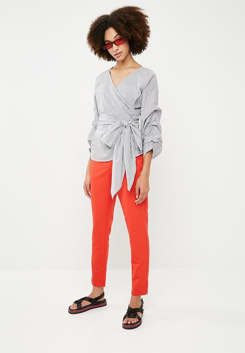 ONLY - Nicole wrap top - navy & white