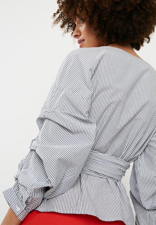 ONLY - Nicole wrap top - navy & white