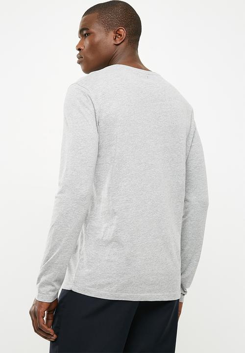 basicthread - Slogan print long sleeve crew neck tee - grey 