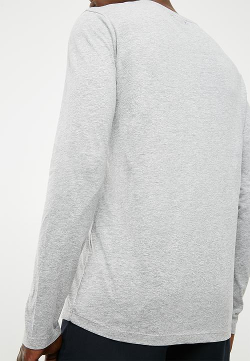 basicthread - Slogan print long sleeve crew neck tee - grey 