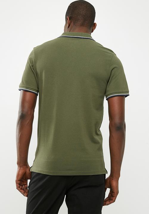 Jack & Jones - Contrast stripe polo - green