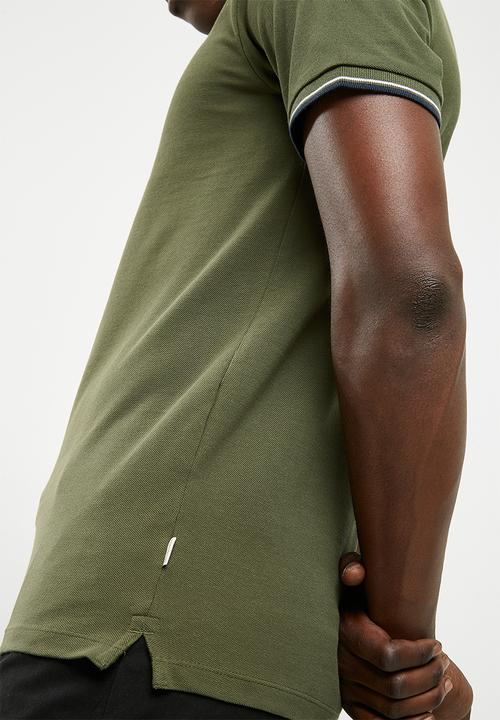 Jack & Jones - Contrast stripe polo - green