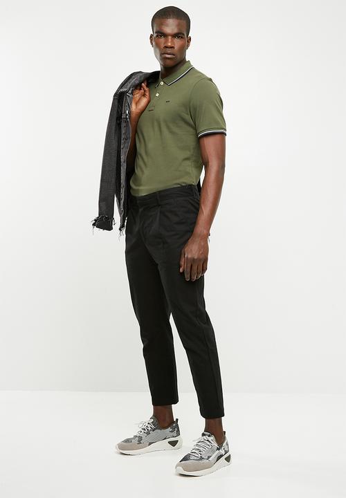 Jack & Jones - Contrast stripe polo - green