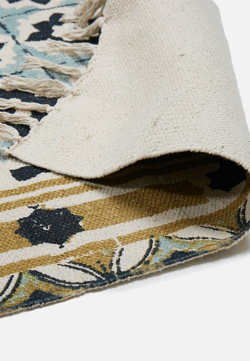 Sixth Floor - Farrah printed rug - mustard & blue