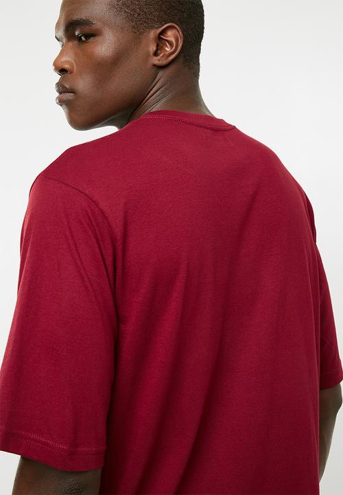 adidas Originals - Mens oversized tee -  burgundy & white