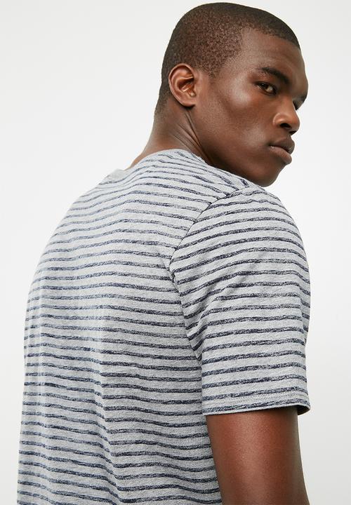 Nike - NSW stripped tee - grey & navy 