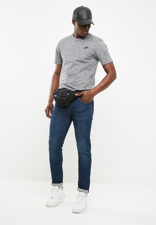 Nike - NSW stripped tee - grey & navy 