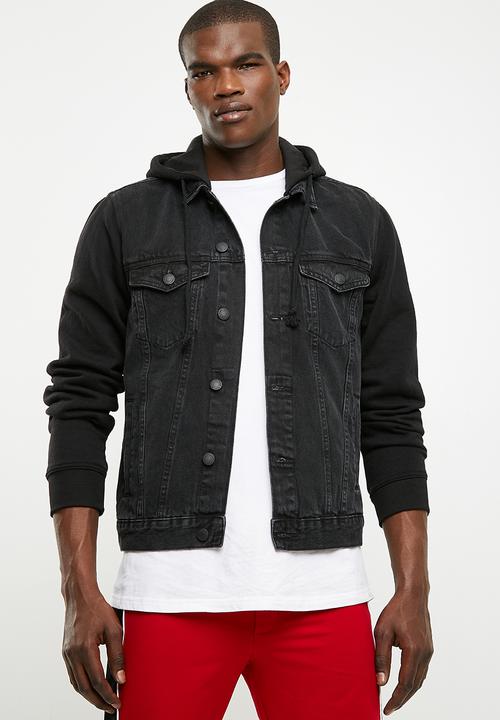 New Look - Jersey sleeve denim jacket - black 