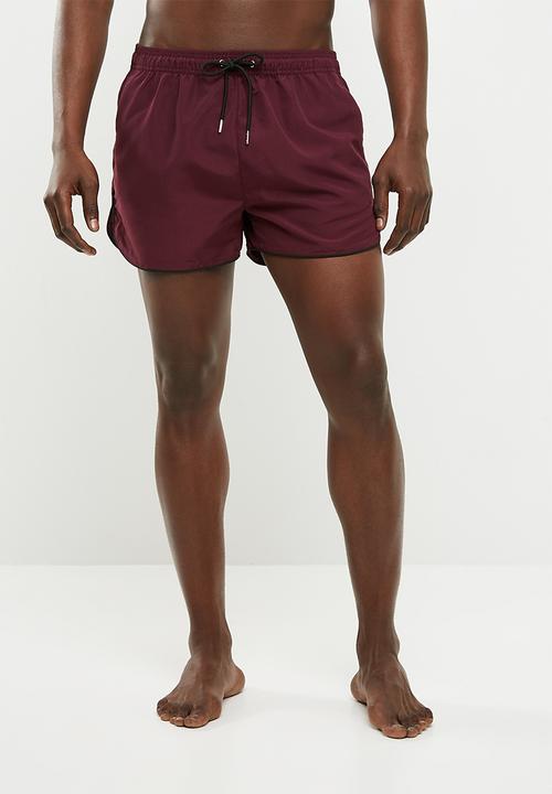 maroon swim shorts