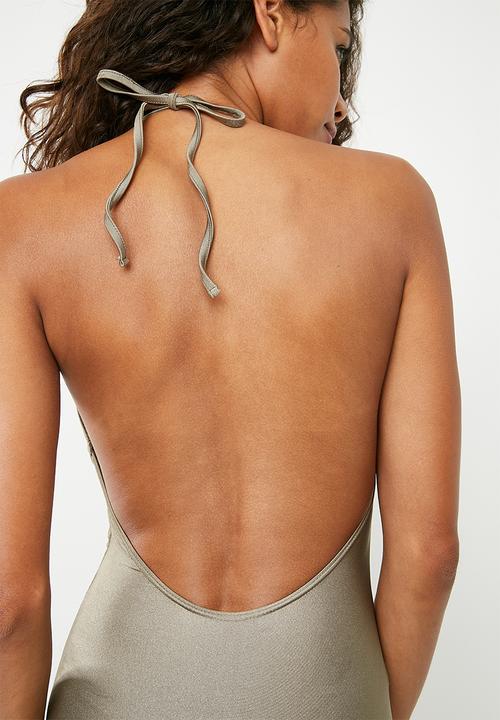 dailyfriday - Plunge halter one piece - khaki