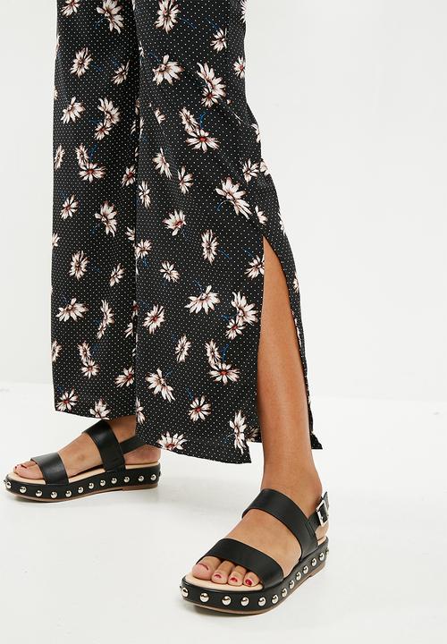 New Look - Flossy wide leg pants - black 