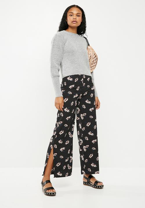 New Look - Flossy wide leg pants - black 