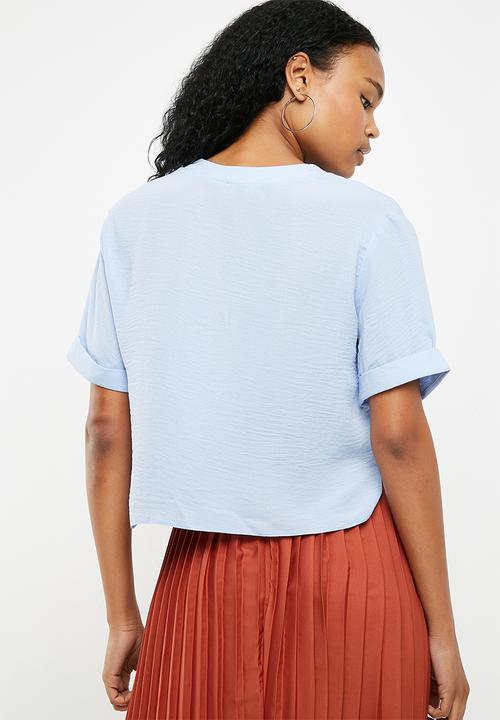 New Look - Peggy button detail boxy blouse - blue 