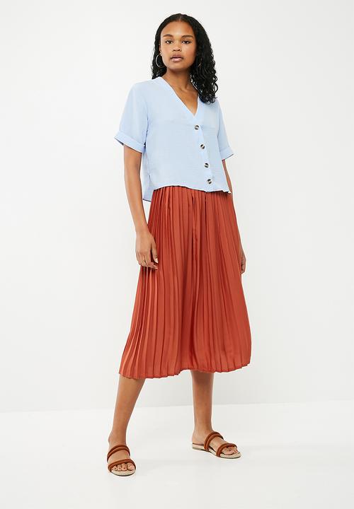 New Look - Peggy button detail boxy blouse - blue 