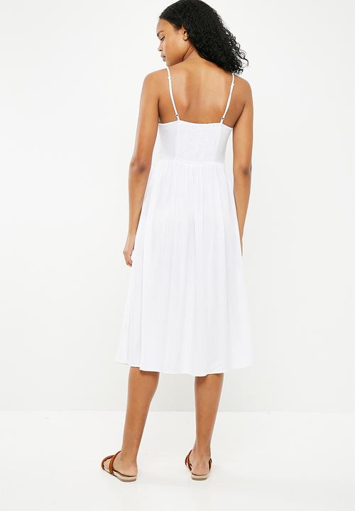 New Look - Plain button through midi dress - white